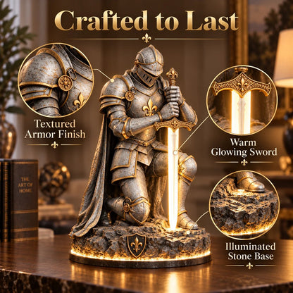 🎉👑🛡️ The King’s Last Guardian™ – Illuminated Knight Sculpture