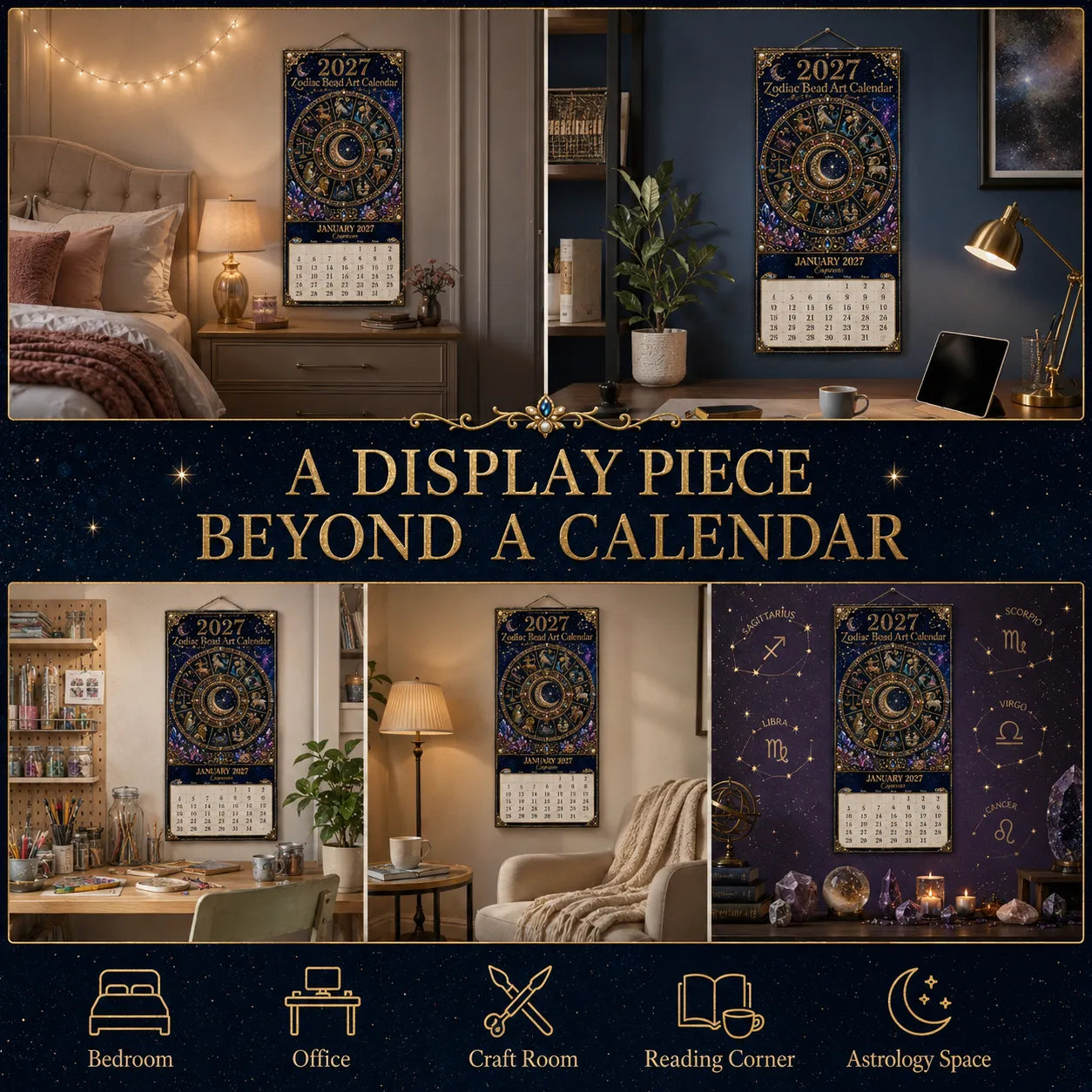🌙💫 A Year Written in the Stars— Beginner-friendly DIY bead art calendar kit '12 Zodiac Signs 2027’💕