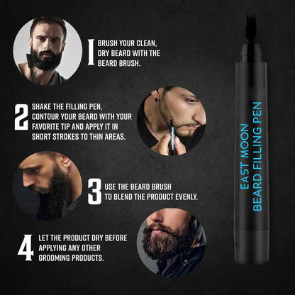Beard Filler Pen 2-Piece Set with Brush Waterproof & Long-Lasting for Men