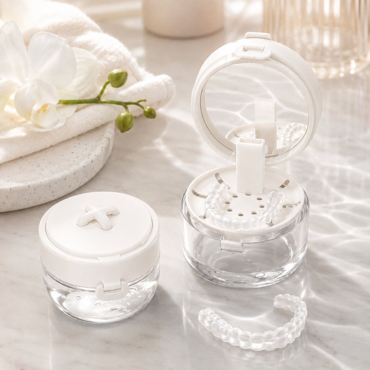 💯💧 50% OFF - Portable Retainer and Denture Cleaning Case with Magnetic Lifting Tray