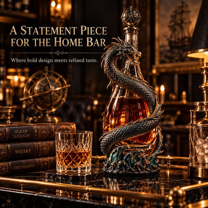 Leviathan Coil Dragon Decanter™ — Hand-Finished Whiskey Decanter with Compass Stopper