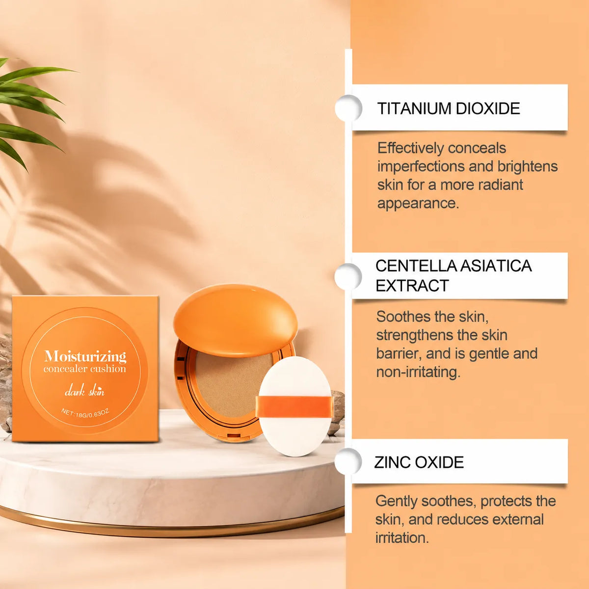 ✨Deep Skin Tone Moisturizing Concealer Cushion 🌿Lightweight Breathable Long‑Wear Foundation For Quick Touch‑Ups