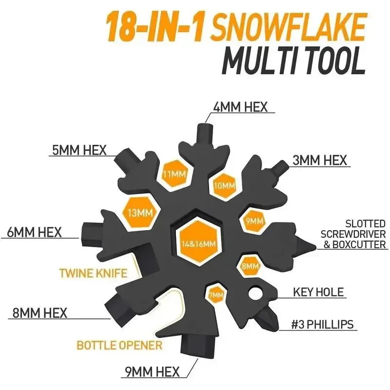 ❄️ Pocket Snowflake Multi-Tool | 18 Functions in Your Hand