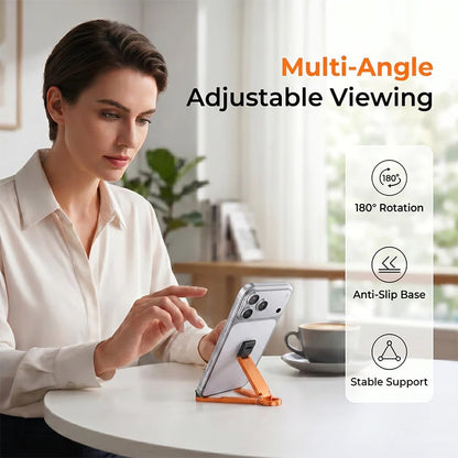 📱 Pocket-Size Aluminum Phone Stand Keychain – Foldable Desktop Holder, Orange, 1 Pack 🔑