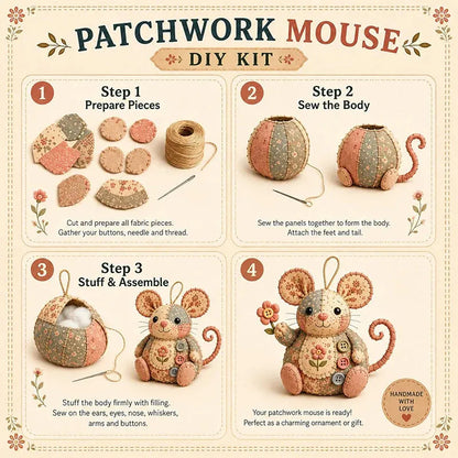 🎁 Handcrafted Vintage Mouse Plush Sewing Kit 🧵 DIY Heirloom Craft Gift Set