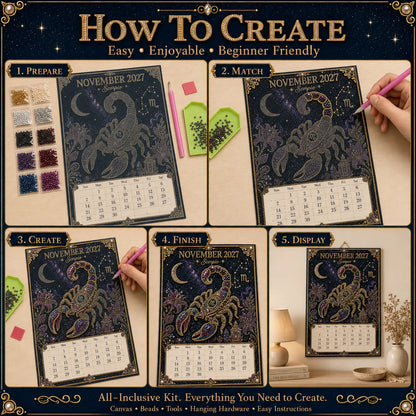 🌙💫 A Year Written in the Stars— Beginner-friendly DIY bead art calendar kit '12 Zodiac Signs 2027’💕