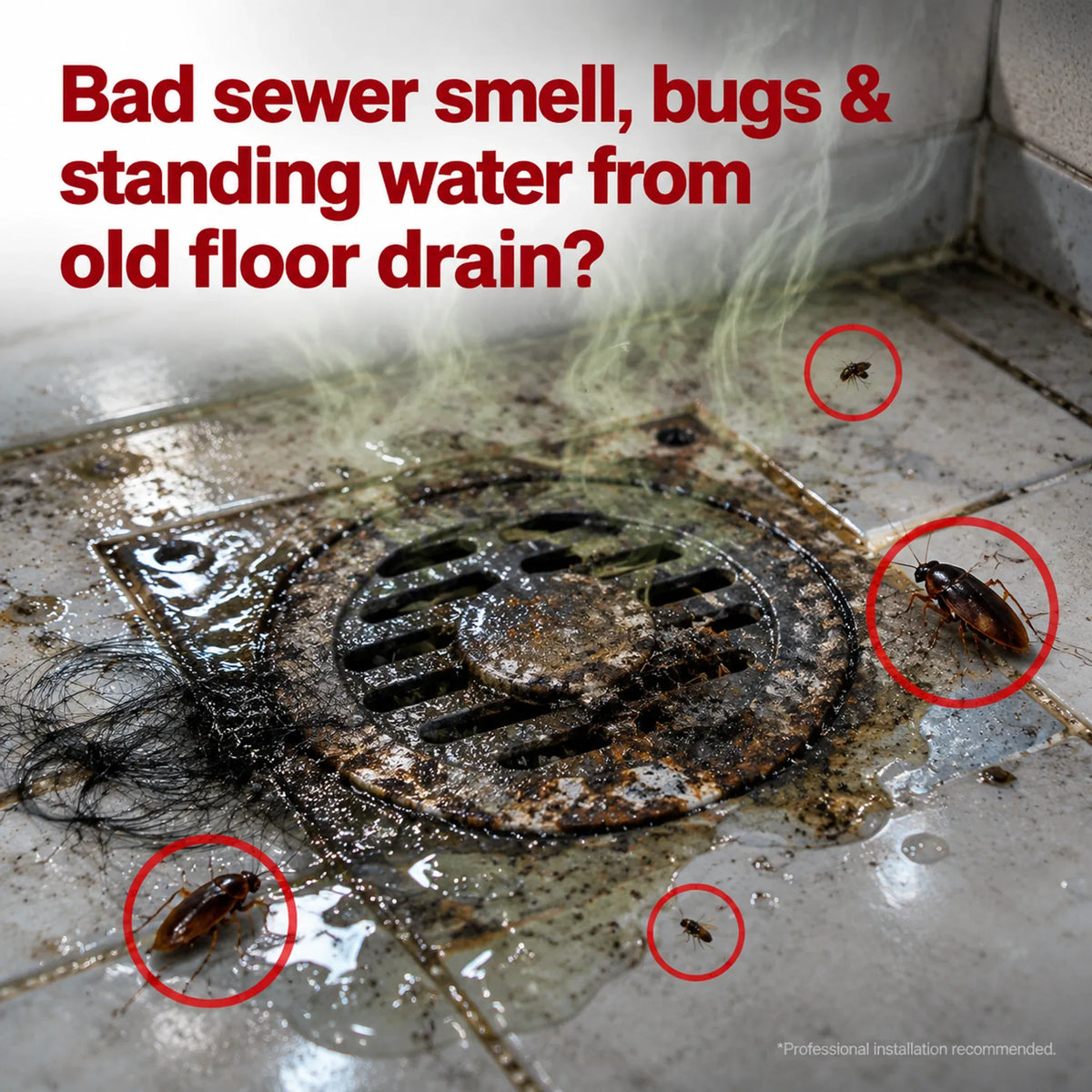 Stainless Steel Floor Drain 🚿 – 3.94" Gravity Seal with Hair Filter & Odor Control