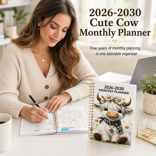 🔥LAST DAY 49% OFF - 🐮 2026–2030 Monthly Planner ✨ Cute Highland Cow 5-Year Calendar | Large Monthly Blocks for Long-Term Planning