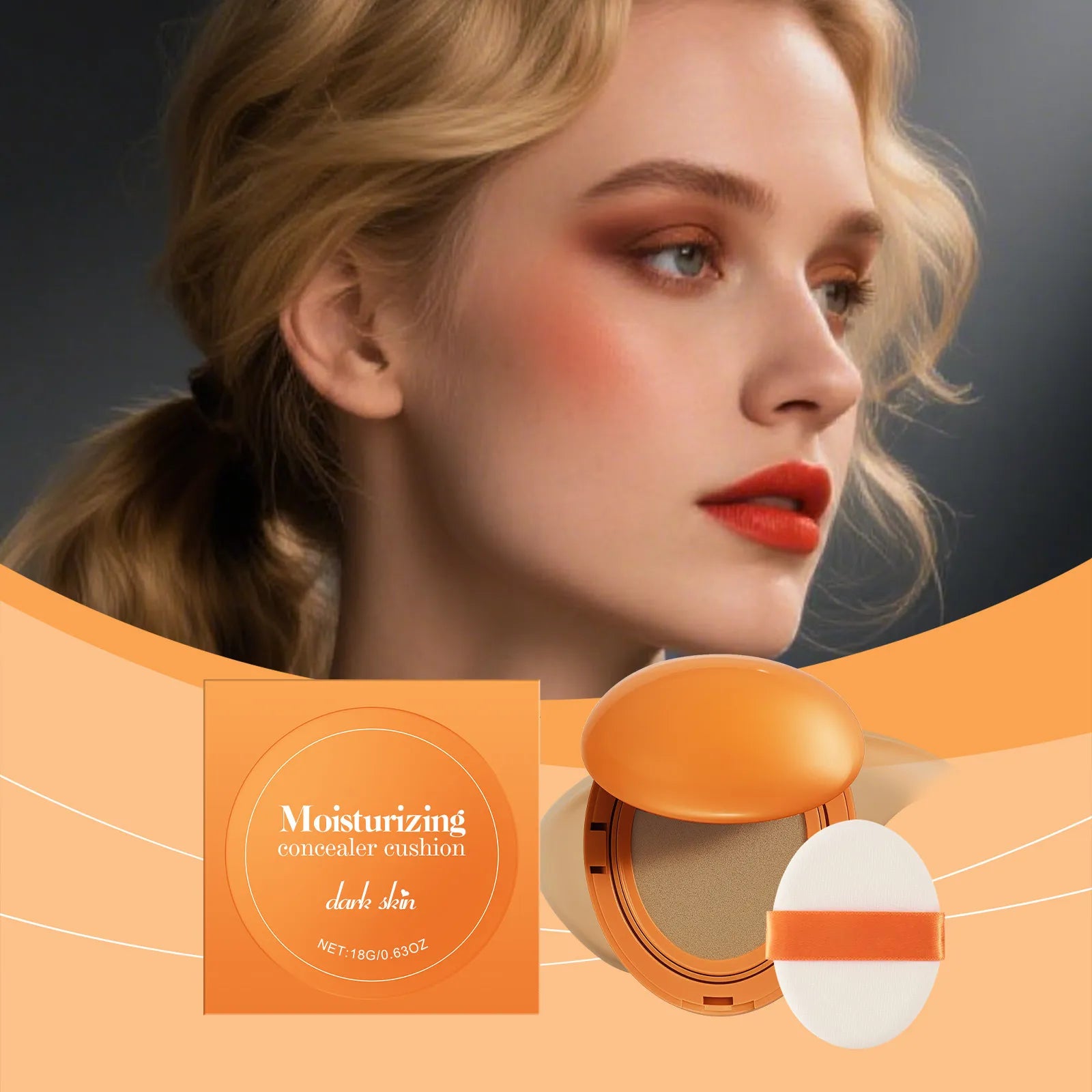 ✨Deep Skin Tone Moisturizing Concealer Cushion 🌿Lightweight Breathable Long‑Wear Foundation For Quick Touch‑Ups