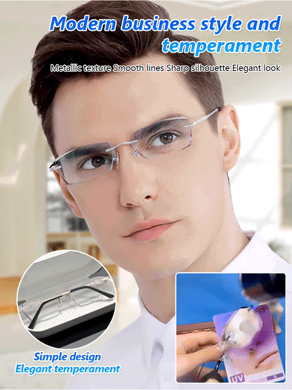 🎁 Over 80% OFF – Frameless Diamond-Cut Blue Light Blocking Glasses 👓