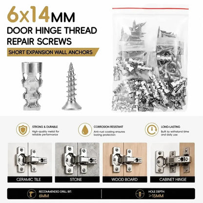 60-Piece Door Hinge Repair Kit 🔩 – 6×14mm Screws & Anchors