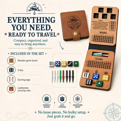 ⚓ Ship, Captain, Crew – A Classic Wooden Dice Game For Family & Travel Fun