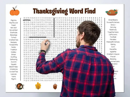 🎉 Jumbo Thanksgiving Word Search Poster(🎉Giant 36"x24" Wall Game)