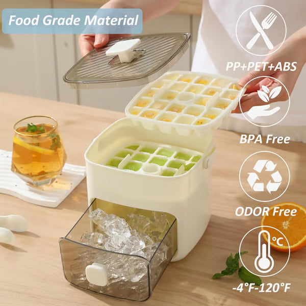 🧊✨ Stackable Ice Cube Tray with Storage Bin – Freeze, Store & Serve with Less Mess
