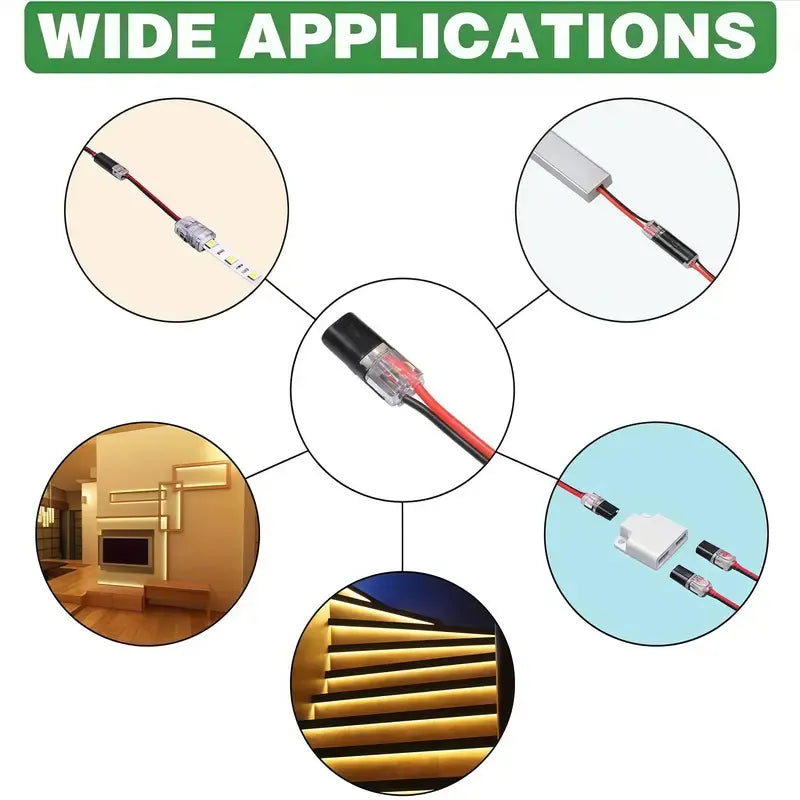 ⚡ 50-Pack 2-Pin Quick-Connect LED Strip Wire Adapters 🔌