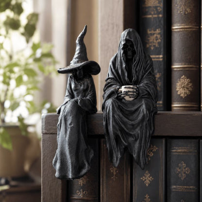 🔥Last Day 50% OFF - 🧙‍♀️🖤Mysterious Perched Bookshelf Figurine