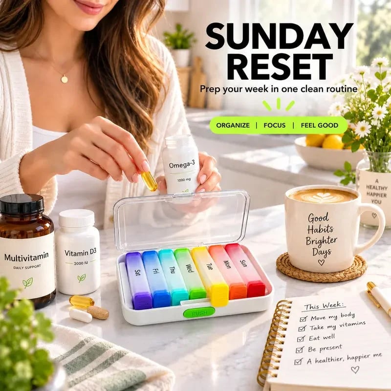 Rainbow Weekly Pill Organizer 💊 – Detachable Moisture-Resistant Storage Case