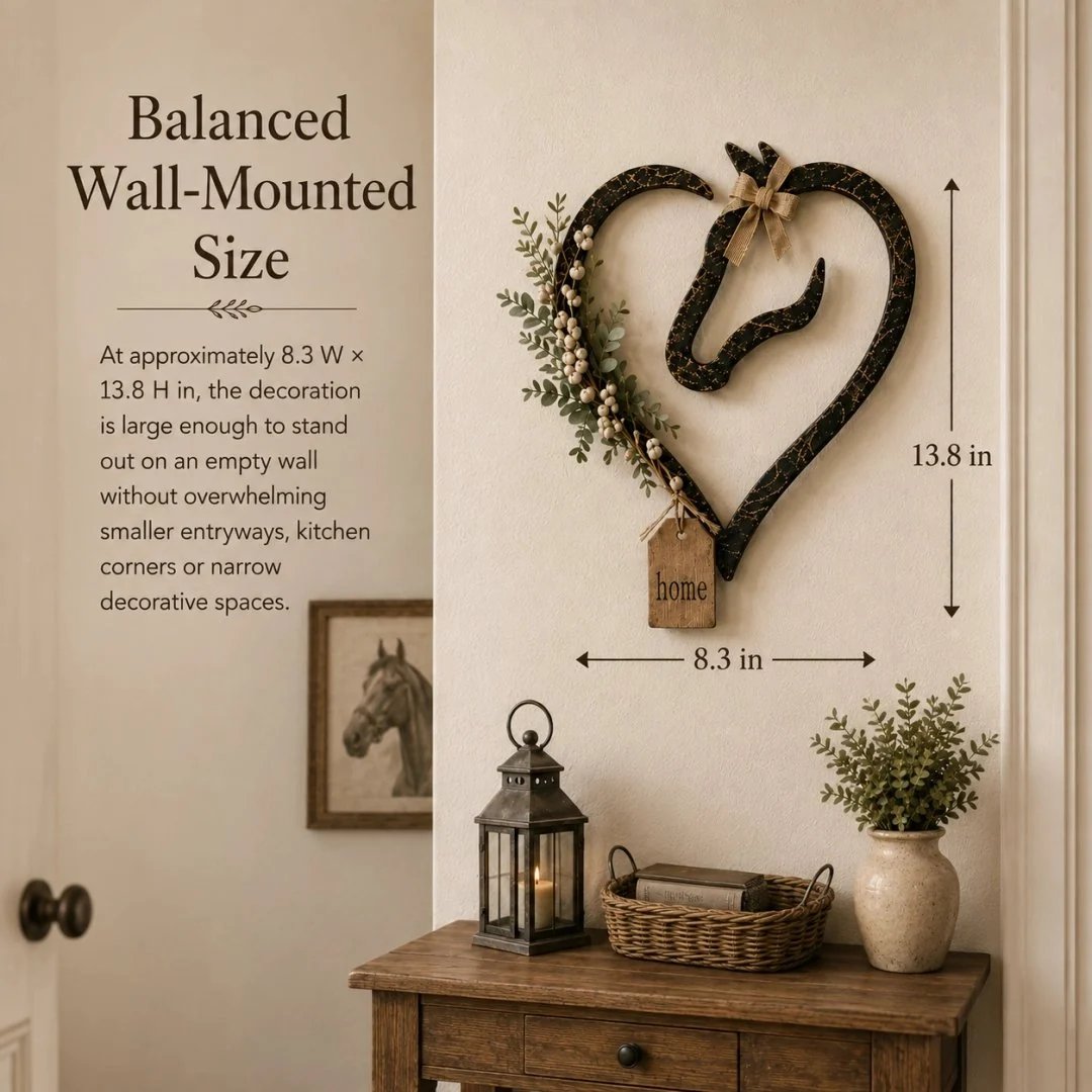 🎉Rustic Horse Heart Wall Decor with Greenery – Farmhouse Equestrian Home Accent