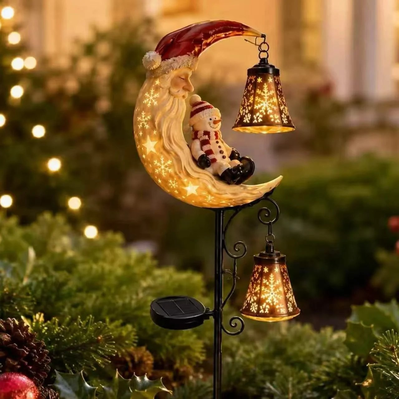 🎅Christmas Early Discount 49% Off 🌙Santa’s Moonlight Lantern Solar Garden Stake⛄