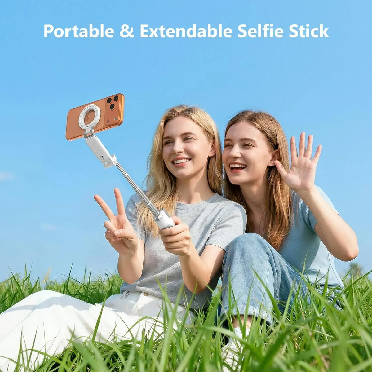 📸  Z3 Magnetic Selfie Stick Tripod – Zoomable Mini Palm Grip with Focus Adjustment Dial, 360° Rotation Stand, Bluetooth Remote & Universal MagSafe Phone Mount for Travel & Vlogging