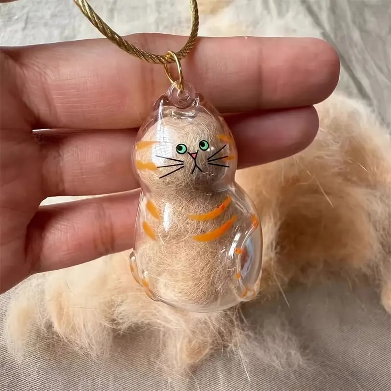 🐈 Calico Cat Memorial Keychain – Keepsake Capsule for Treasured Pet Fur
