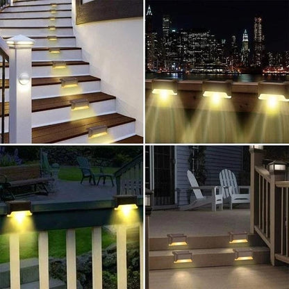 🌞 Solar LED Step & Pathway Lights – Weatherproof Black Wall Lamps with Warm Glow | Buy 2, Get 2 Free 🔥