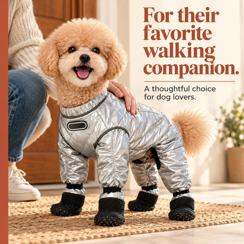 ❄️ Dog Snowsuit with Attached Boots – Full-Body Winter Protection