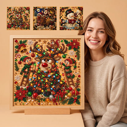 ✨Complete Craft Tools Holiday‑Themed Wooden Frame Decor Art