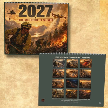 📅2027 Wildland Firefighter Calendar, Wildfire Wall Calendar, Fire Crew and Aerial Firefighting Art, Firefighter Gift