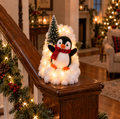 🐧 Penguin Christmas Stair Decor –❄️ Cozy Snowy Holiday Accent for Your Home