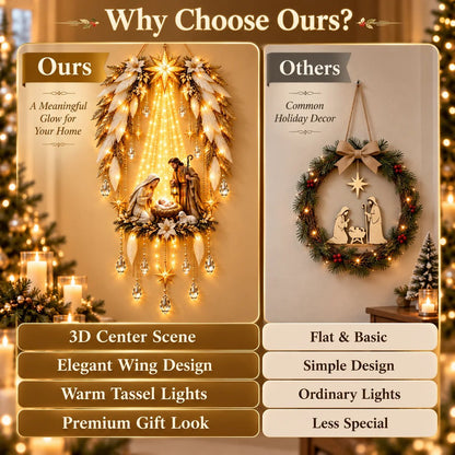 ✝️ Angel Wings of Faith – Lighted Nativity Christmas Decor