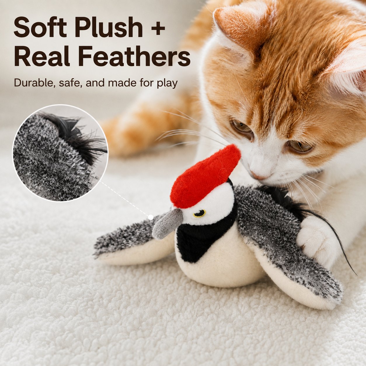 Flapping Bird Interactive Cat Toy, Hunting Stimulation Toy to Relieve Cat Boredom & Scratching