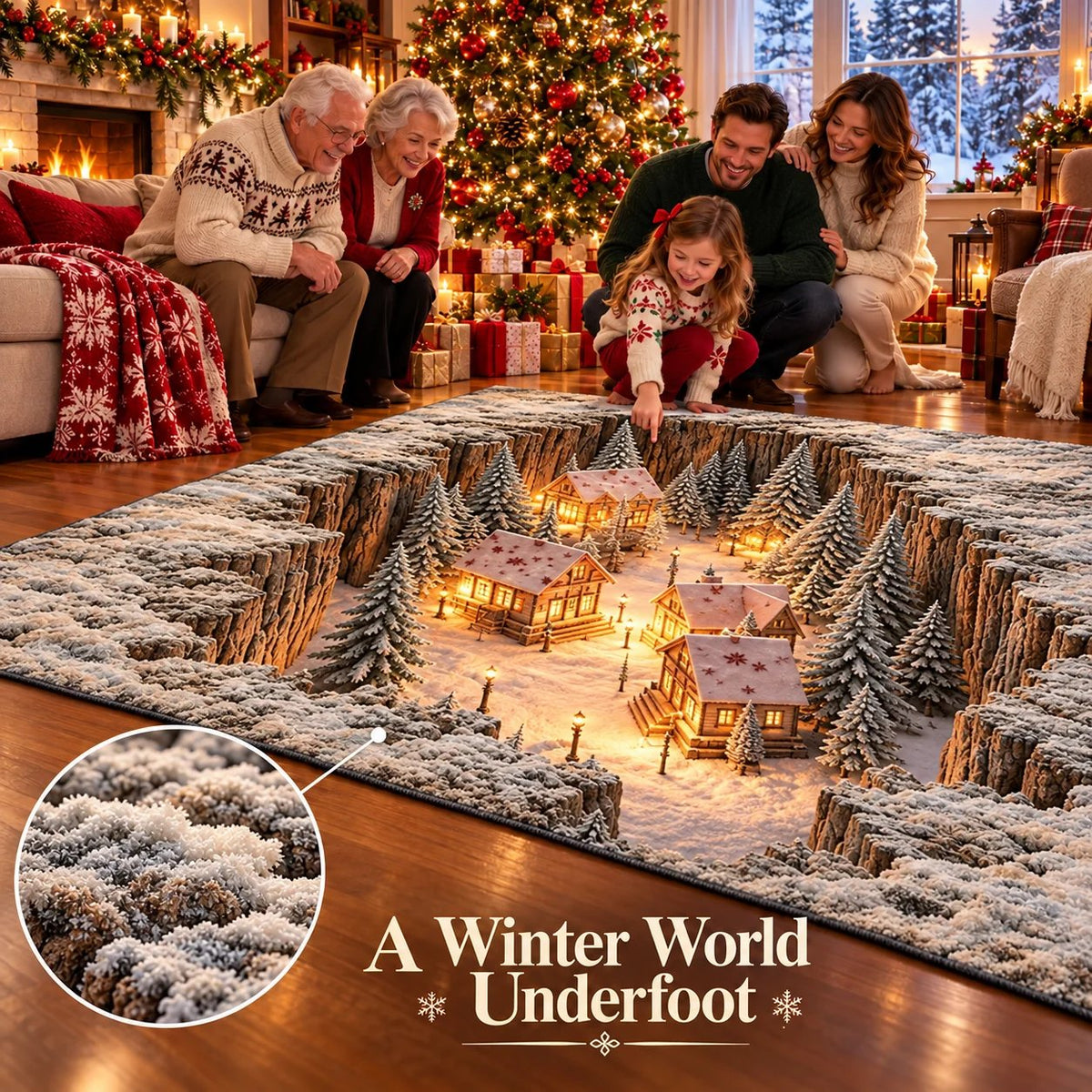 🎉Optical Illusion Christmas Scene Rug | Bring A Hidden Winter Village To Your Floor