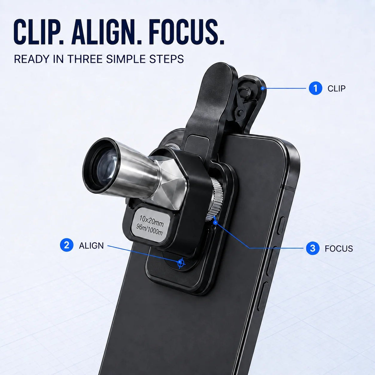 🔭 10×20 Pocket Monocular – Compact Phone Telescope with Adjustable Clip | Special Sale
