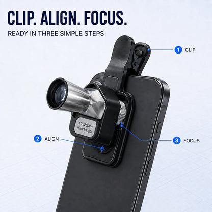 🔭 10×20 Pocket Monocular – Compact Phone Telescope with Adjustable Clip | Special Sale