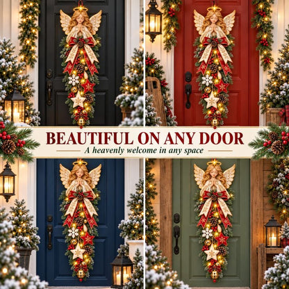 💯🔥49% OFF✨👼 Lighted Angel Christmas Door Swag – A Heavenly Holiday Welcome