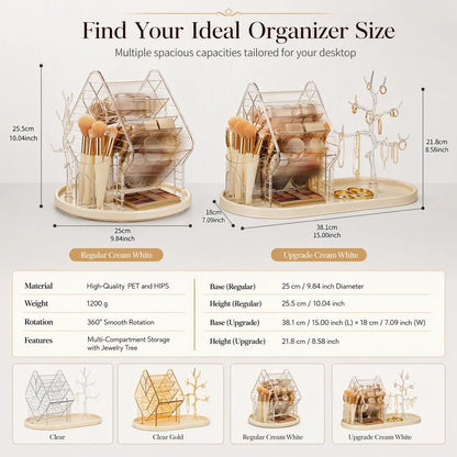 50% OFF 💄 Clear Spinning Makeup Organizer – 360° Vanity Storage | Style A
