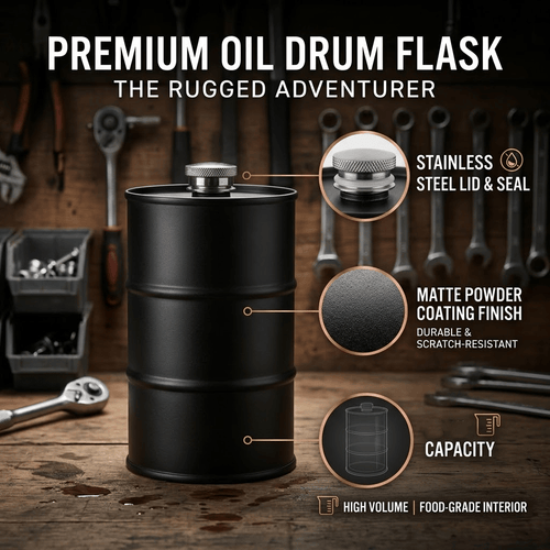 🛢️🥃 Portable Barrel-Style Whisky Flagon – Leak-Proof Storage for Camping & Travel
