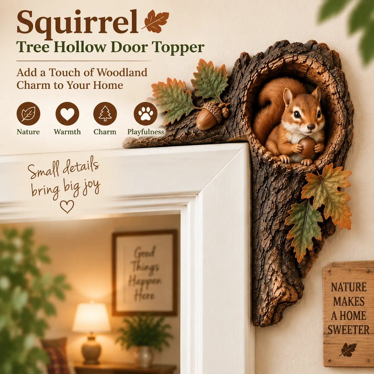 ⏰ 50% OFF TODAY – 🐿️ 3D Woodland Chipmunk Door Accent | Nature-Inspired Home Decor