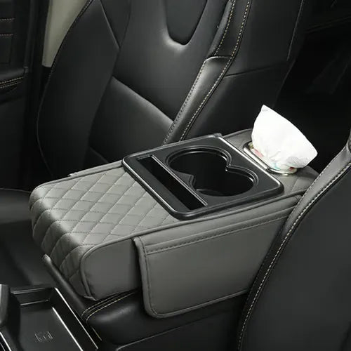 Black PU Leather Center Console Armrest Pad – Sleek Multipurpose Protection 🚗