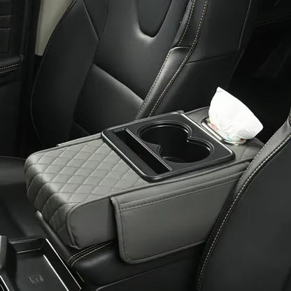 Black PU Leather Center Console Armrest Pad – Sleek Multipurpose Protection 🚗
