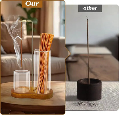 🕯️ 2-in-1 Incense & Candle Holder – Dark Brown Base