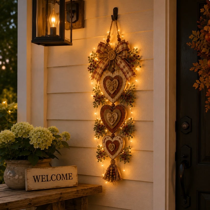 Vintage Farmhouse Layered Heart Wall Hanging