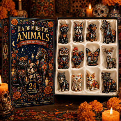 Día de Muertos Animals Advent Calendar 2026 – 24‑Day Folk Art Animal Figurine Collection | 24 Unique Collector‑Grade Miniatures