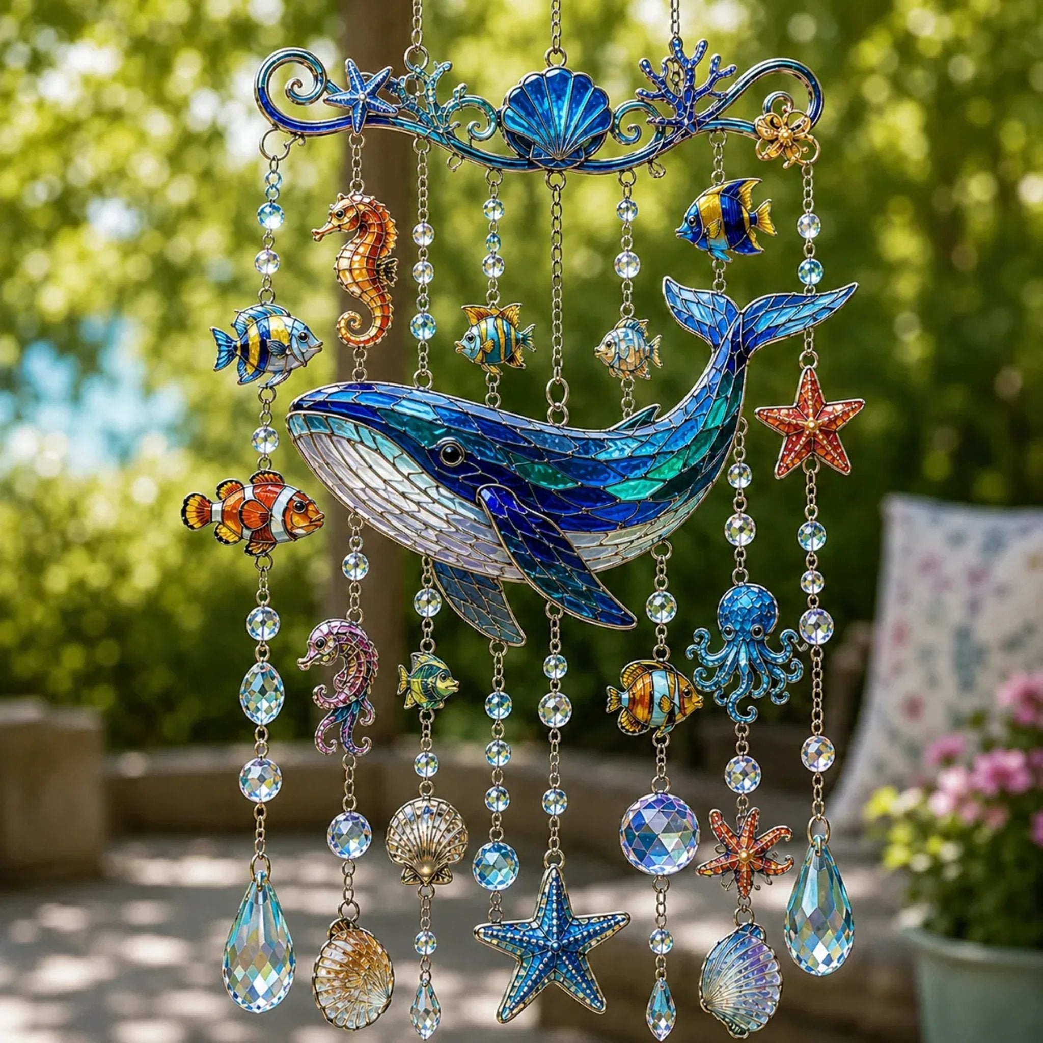 🐬 49% OFF Today | Crystal Ocean Wind Chime ✨ Coastal Hanging Decor for Garden, Porch & Yard