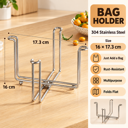 🍽️✨ 2-in-1 Foldable Kitchen Stand – Hold Bags, Dry Cups, Save Space