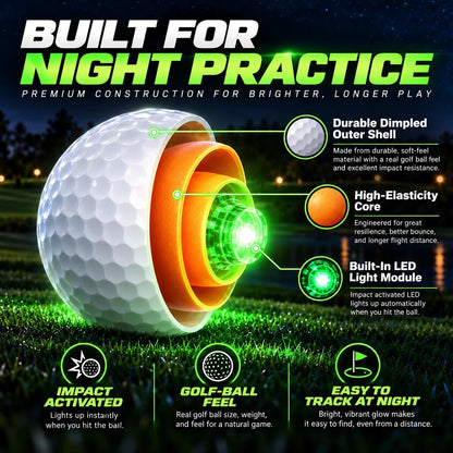 Light-Up Golf Ball ⛳ – Impact-Activated 6-Color LED Design for Nighttime Practice