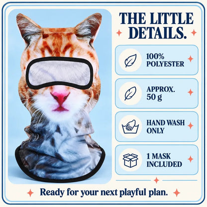 🐆❄️ Snow Leopard 3D Cat Balaclava with Ears – Cozy Full-Face Ski Hood