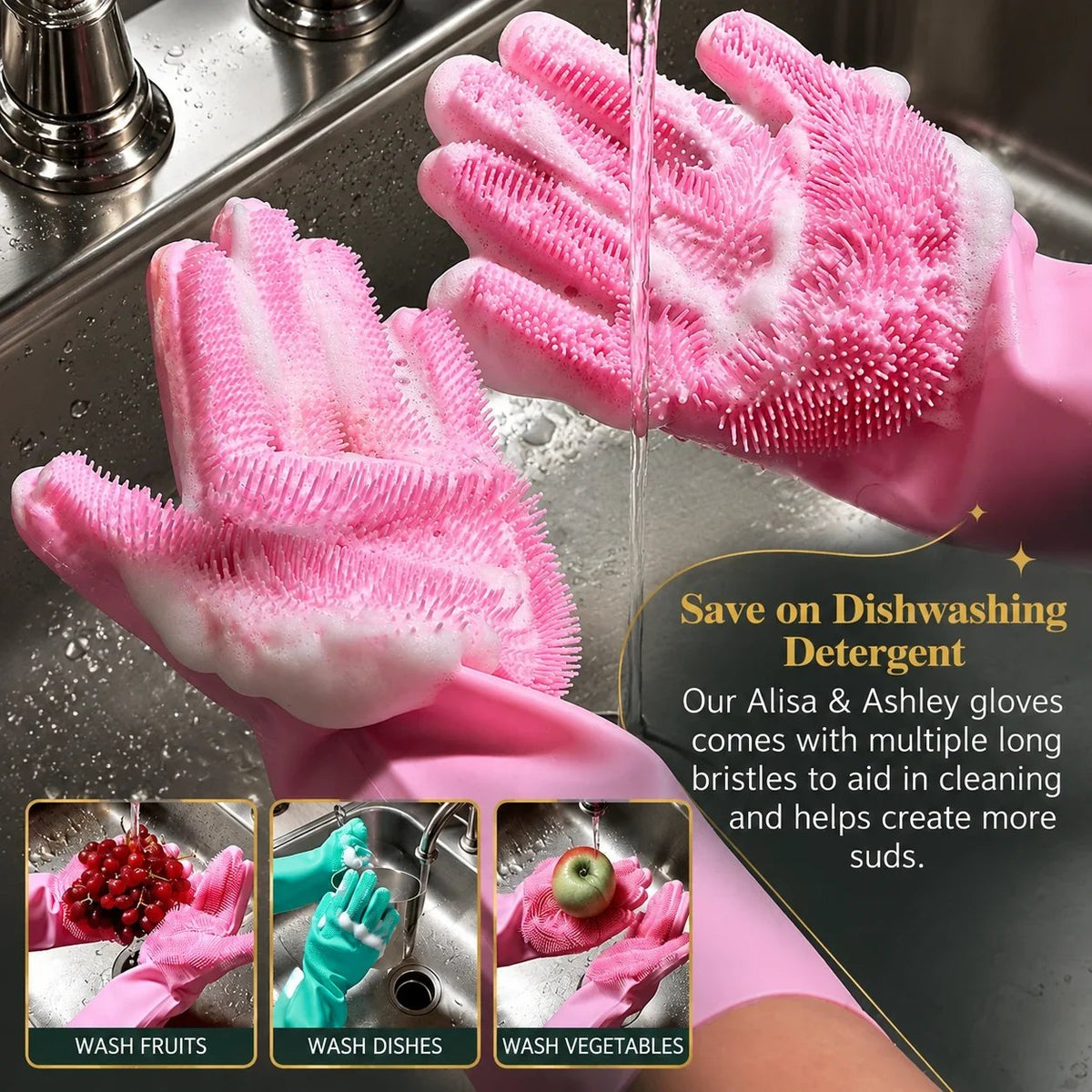🧤 Silicone Scrubbing Gloves – Multipurpose Cleaning for Dishes & Pet Care