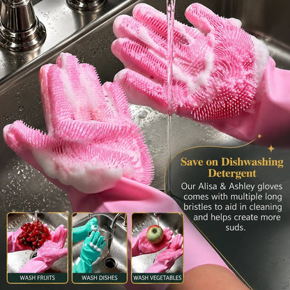 🧤 Silicone Scrubbing Gloves – Multipurpose Cleaning for Dishes & Pet Care